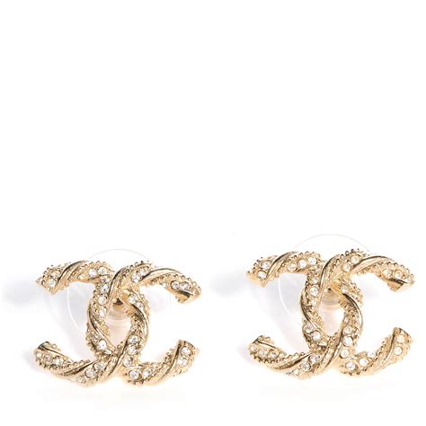 chanel crystal twisted cc earrings gold|plain silver chanel earrings.